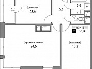 2-комнатная квартира, 63 м², 5/22 эт. Москва