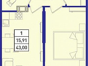 1-комнатная квартира, 43 м², 5/18 эт. Санкт-Петербург