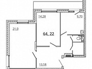 2-комнатная квартира, 64 м², 5/16 эт. Красноярск