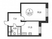 1-комнатная квартира, 42 м², 24/25 эт. Москва