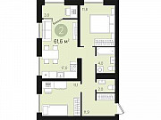 2-комнатная квартира, 61 м², 7/14 эт. Видное