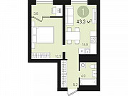 1-комнатная квартира, 43 м², 2/14 эт. Видное