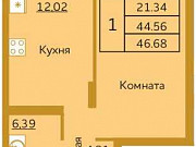 1-комнатная квартира, 46 м², 5/16 эт. Красноярск