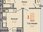 1-комнатная квартира, 39 м², 7/10 эт. Воронеж
