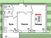 2-комнатная квартира, 54 м², 9/9 эт. Псков