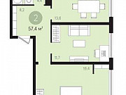 2-комнатная квартира, 57 м², 9/17 эт. Тюмень