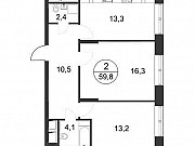 2-комнатная квартира, 59 м², 6/25 эт. Москва