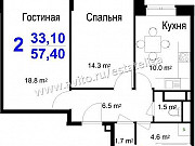 2-комнатная квартира, 57 м², 3/16 эт. Звенигород