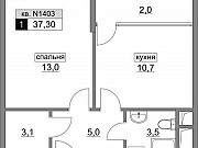 1-комнатная квартира, 37 м², 21/21 эт. Москва