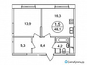 1-комнатная квартира, 46 м², 23/25 эт. Москва