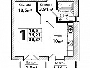 1-комнатная квартира, 38 м², 9/9 эт. Калининград