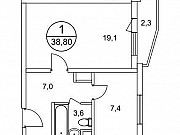 1-комнатная квартира, 38 м², 9/17 эт. Москва