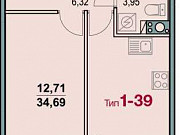 1-комнатная квартира, 34 м², 6/11 эт. Санкт-Петербург