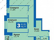 3-комнатная квартира, 77 м², 11/16 эт. Самара