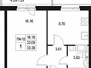 1-комнатная квартира, 33 м², 8/10 эт. Санкт-Петербург