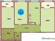 3-комнатная квартира, 112 м², 1/12 эт. Калининград