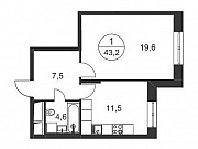 1-комнатная квартира, 43 м², 1/25 эт. Москва