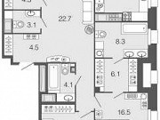 3-комнатная квартира, 133 м², 8/9 эт. Санкт-Петербург