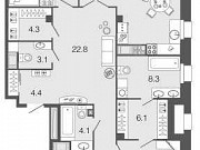 3-комнатная квартира, 128 м², 6/7 эт. Санкт-Петербург