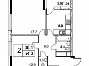 2-комнатная квартира, 54 м², 21/24 эт. Москва