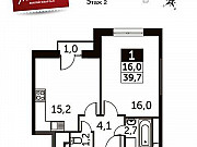 1-комнатная квартира, 39 м², 2/18 эт. Москва