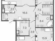 3-комнатная квартира, 133 м², 8/9 эт. Санкт-Петербург