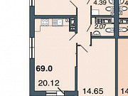 2-комнатная квартира, 69 м², 7/9 эт. Санкт-Петербург