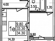 1-комнатная квартира, 36 м², 3/26 эт. Санкт-Петербург