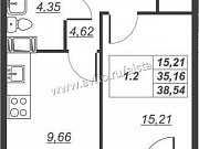 1-комнатная квартира, 38 м², 9/11 эт. Санкт-Петербург