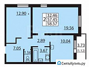 2-комнатная квартира, 58 м², 9/22 эт. Санкт-Петербург