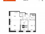 3-комнатная квартира, 73 м², 2/22 эт. Москва