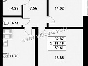 2-комнатная квартира, 59 м², 10/12 эт. Санкт-Петербург