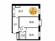 2-комнатная квартира, 62.8 м², 15/29 эт. Москва