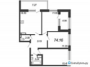 3-комнатная квартира, 74.2 м², 7/27 эт. Санкт-Петербург