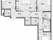 3-комнатная квартира, 104.7 м², 3/8 эт. Санкт-Петербург