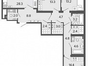 3-комнатная квартира, 105.1 м², 6/8 эт. Санкт-Петербург