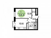 1-комнатная квартира, 35.6 м², 15/29 эт. Москва