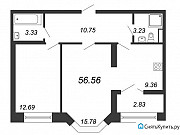 2-комнатная квартира, 56.6 м², 12/13 эт. Санкт-Петербург