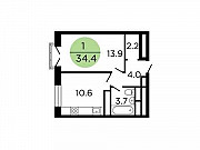 1-комнатная квартира, 34.9 м², 16/29 эт. Москва