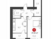 1-комнатная квартира, 37.8 м², 2/17 эт. Самара