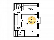 2-комнатная квартира, 53.7 м², 10/29 эт. Москва