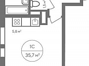 1-комнатная квартира, 35.7 м², 6/23 эт. Москва