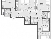 3-комнатная квартира, 104.7 м², 4/8 эт. Санкт-Петербург