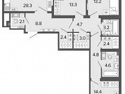 3-комнатная квартира, 105.1 м², 4/8 эт. Санкт-Петербург