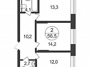 2-комнатная квартира, 56.5 м², 2/25 эт. Москва