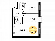 2-комнатная квартира, 63.6 м², 12/29 эт. Москва