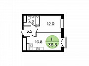 1-комнатная квартира, 36.8 м², 10/29 эт. Москва