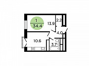 1-комнатная квартира, 34.9 м², 21/29 эт. Москва