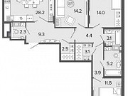 3-комнатная квартира, 102.1 м², 5/8 эт. Санкт-Петербург