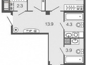 2-комнатная квартира, 75.3 м², 5/8 эт. Санкт-Петербург